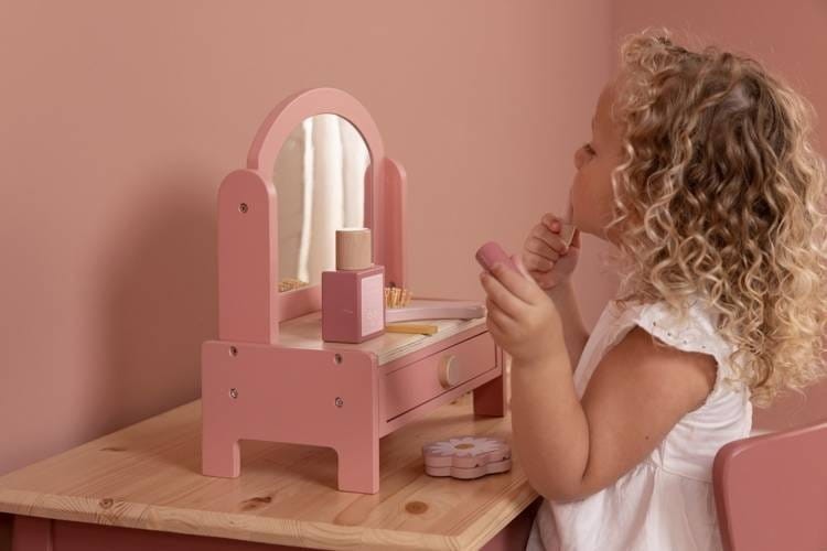 Drewniana Toaletka z Szufladką i 6 Akcesoriami - Little Dutch