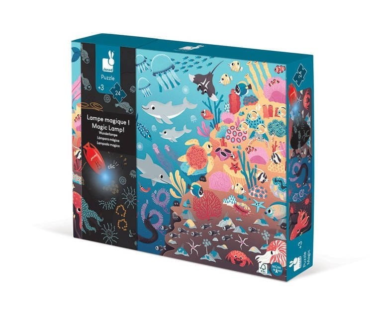 Świecące puzzle z mini lampką UV Ocean 24 el. - Janod
