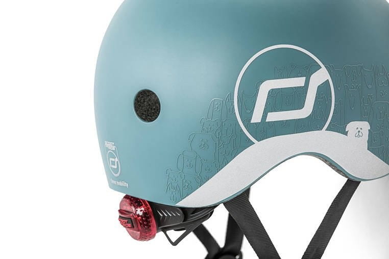 Kask z Odblaskami i Lampką LED Ultralekki na Hulajnogę i Rower  dzieci 1-5 lat Steel Dog - Scoot & Ride