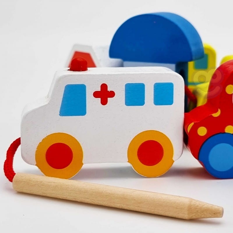 Drewniana nawlekanka Pojazdy - Woopie