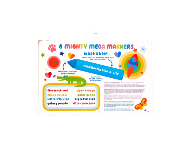 Flamastry łatwo zmywalne 8 kolorów Mighty Mega – Ooly