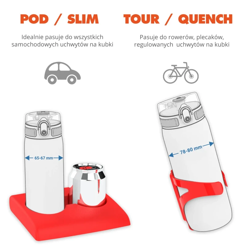 ION8 Bidon z Szerokim Ustnikiem Czerwony 400 ml