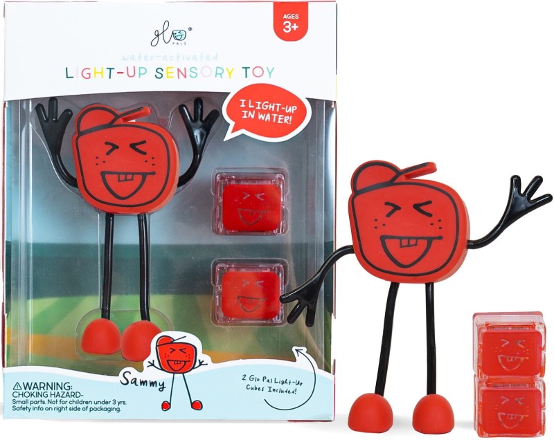 Glo Pals Ludzik LED świecący w Wodzie Czerwony + 2 Kostki Sensoryczne