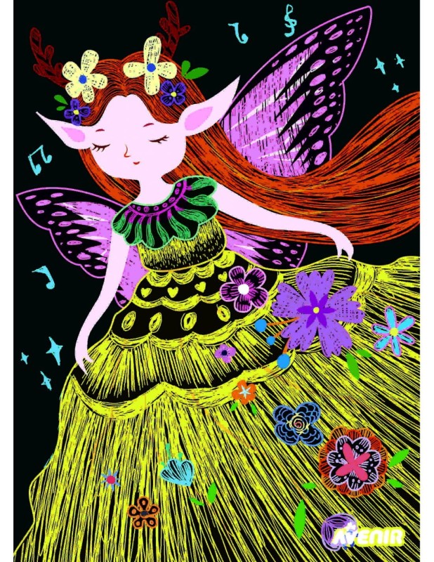 Kolorowe Wydrapywanki Elfy 4 szt. - Avenir