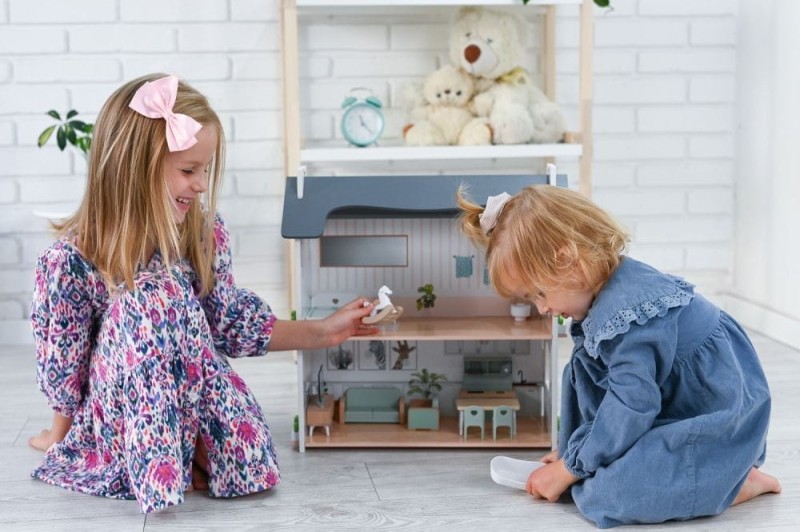 Piętrowy Domek dla Lalek z Mebelkami 50 cm - Adam Toys