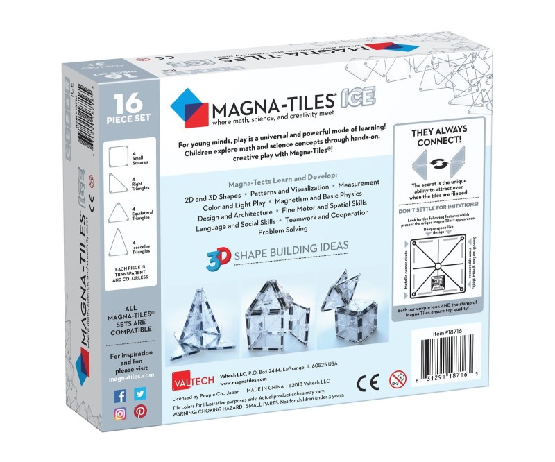 Klocki magnetyczne przezroczyste 16 el. ICE MAGNA-TILES
