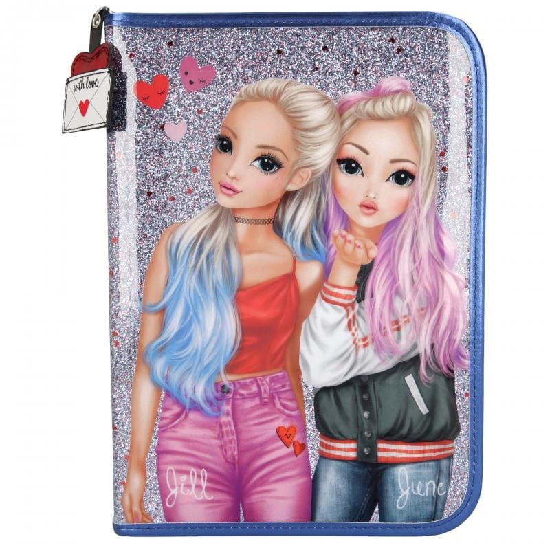 Duży Piórnik z Wyposażeniem Love Letters brokatowy - TopModel