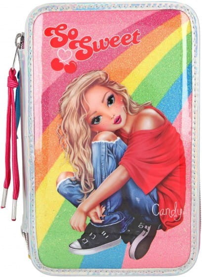 Trójdzielny Piórnik Wyposażeniem Tęczowy - TOP Model