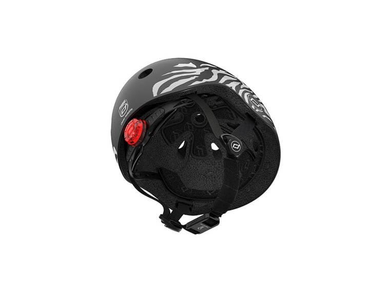 Kask ochronny z lampką LED na hulajnogę i rower dzieci 1-5 lat Czarny Zebra - Scoot & Ride