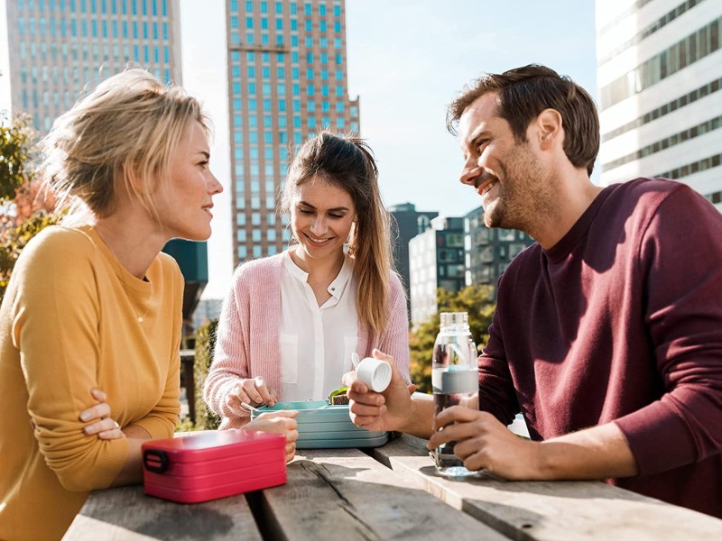 Lunchbox z przegródkami, pojemniczkiem i widelcem Bento mauve  - Mepal