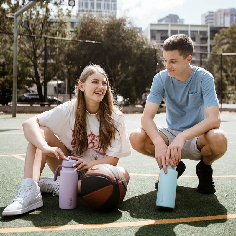 b.box butelka termiczna ze składanym ustnikiem, termos ze stali nierdzewnej fiolet