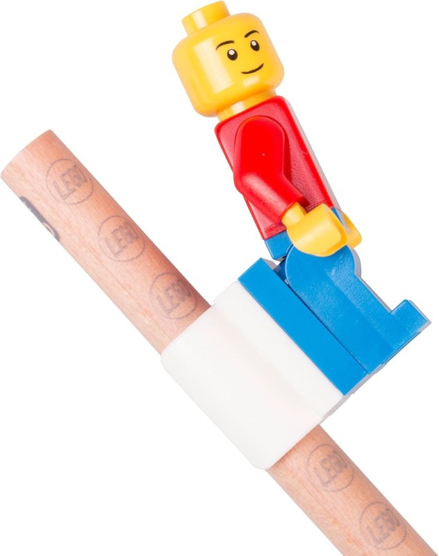Lego zestaw szkolny: 4 ołówki, temperówka, gumka + ludzik i klocek