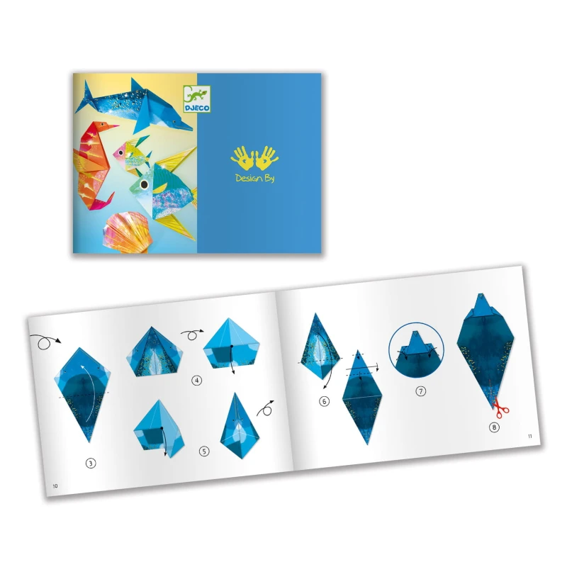 Origami Morskie Zwierzęta metaliczne kartki Djeco