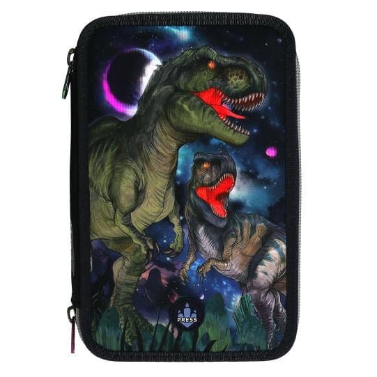 Piórnik z wyposażeniem i światełkiem LED potrójny Dino World
