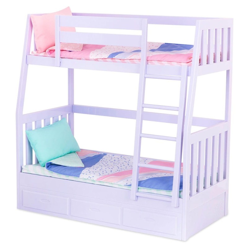 Piętrowe łóżko dla Lalek 55 cm lila - Our Generation