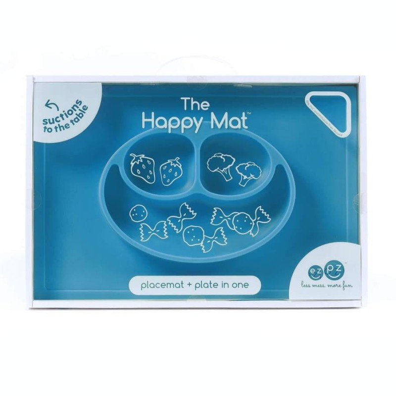 Silikonowy Talerzyk 2w1 Happy Mat Niebieski - ezpz