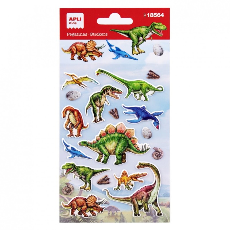 Wypukłe Naklejki Dinozaury 18 szt. - Apli Kids