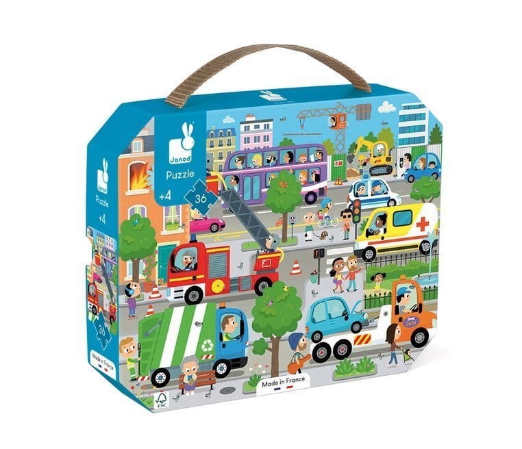 Puzzle w walizce 36 el. Pojazdy - Janod