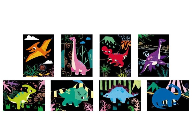 Wydrapywanki Dinozaury 8 szt. Scratch Junior - Avenir