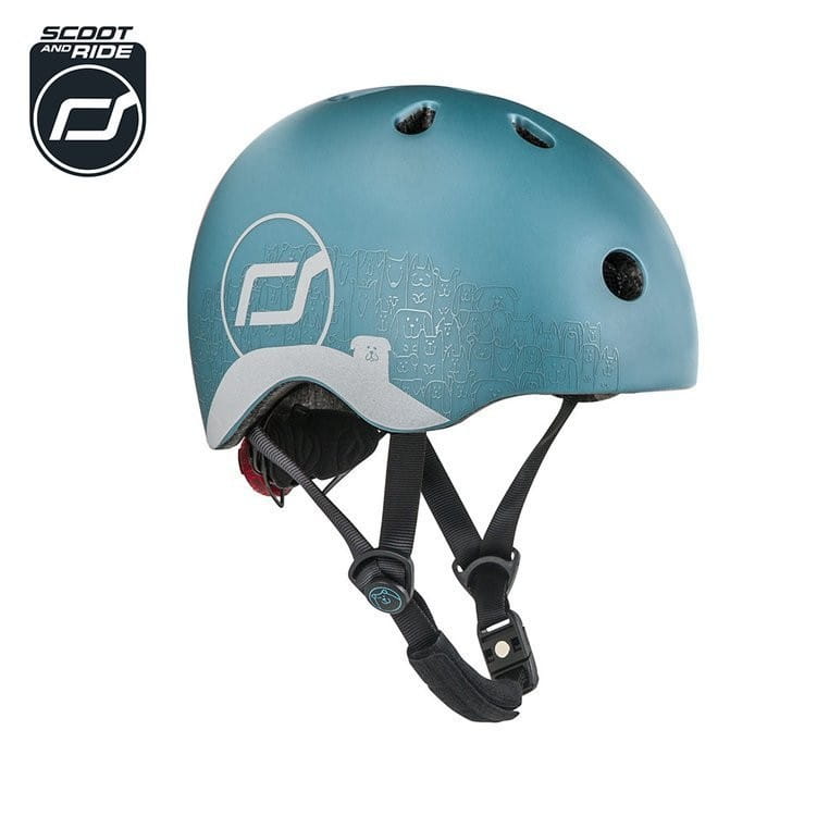 Kask z Odblaskami i Lampką LED Ultralekki na Hulajnogę i Rower  dzieci 1-5 lat Steel Dog - Scoot & Ride