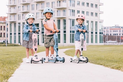 Kask z Odblaskami i Lampką LED Ultralekki na Hulajnogę i Rower  dzieci 1-5 lat Rose Cat - Scoot & Ride