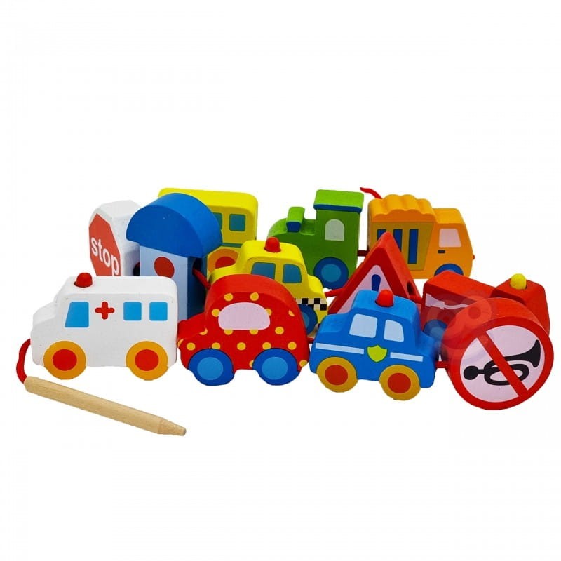 Drewniana nawlekanka Pojazdy - Woopie