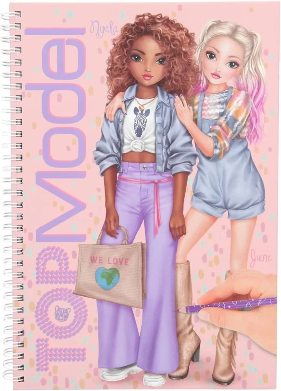 Kolorowanka z Sylwetkami, Naklejkami, Kredkami Ubieranki - Top Model