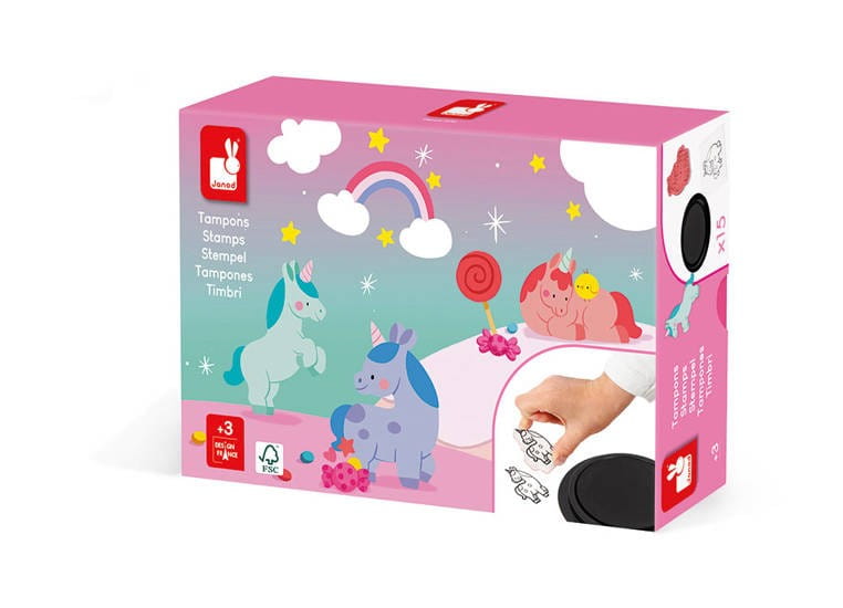 Zestaw Stempelki z Tuszem Jednorożce - Janod