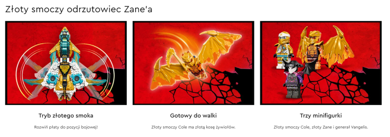 LEGO Ninjago Złoty smoczy odrzutowiec Zane’a 71770