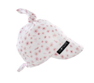 Muślinowa Chustka Supełkowa z Daszkiem kwiaty - Lullalove