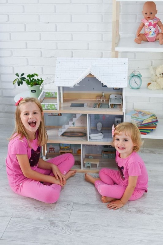 Piętrowy Domek dla Lalek z Windą i Mebelkami 80 cm - Adam Toys