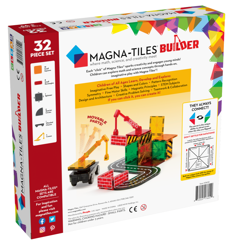 Klocki Magnetyczne Plac Budowy 32 el. MAGNA-TILES