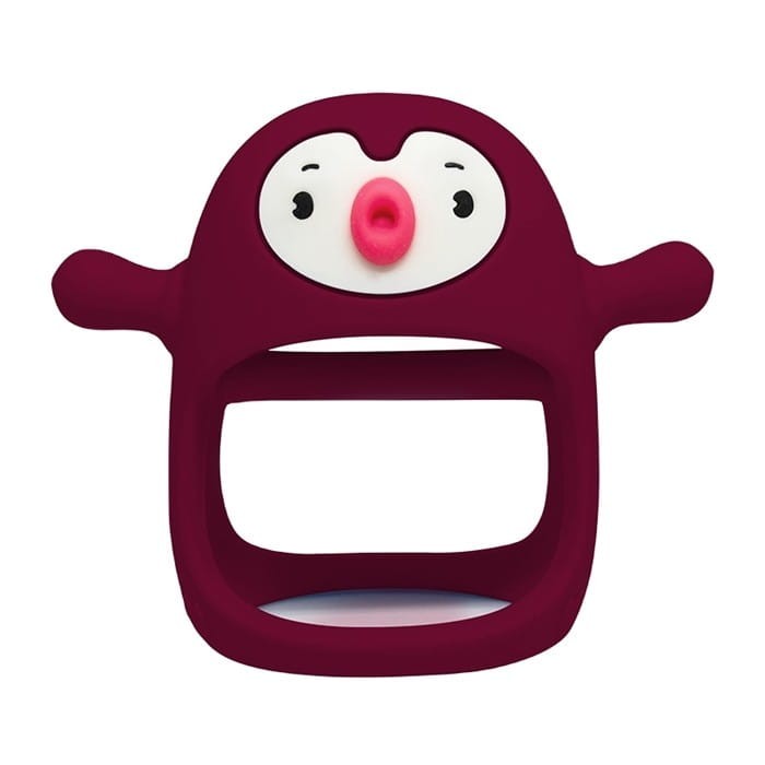 Gryzak Silikonowy na Rączkę Pingwin wino - Smily Mia