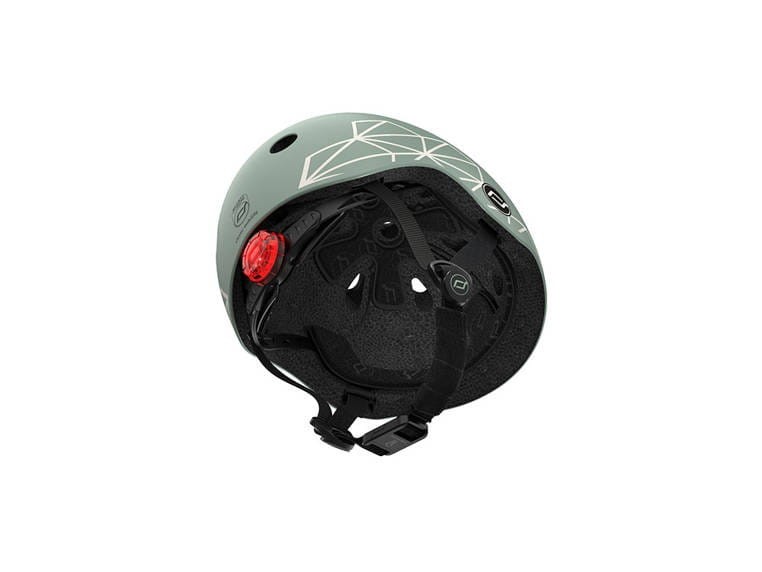 Ultralekki kask ochronny z lampką LED na hulajnogę i rower  dzieci 1-5 lat Green Lines - Scoot & Ride