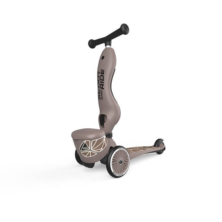 Hulajnoga Jeździk 2w1 z zamykanym schowkiem Highwaykick 1 Lifestyle Brown Lines Scoot & Ride