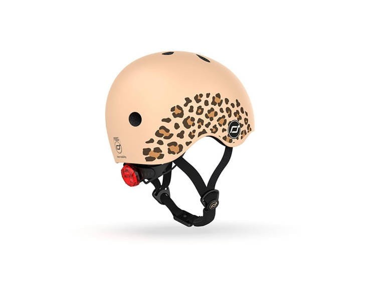 Kask ochronny z lampką LED na hulajnogę i rower dzieci 1-5 lat Leopard - Scoot & Ride