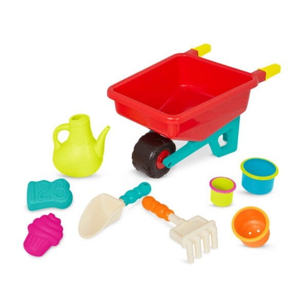Taczka dla dzieci z konewką i zabawkami do piasku b.toys