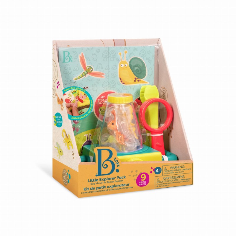 Pojemnik do obserwacji robaczków z lupą, pęsetą, naklejkami b.toys
