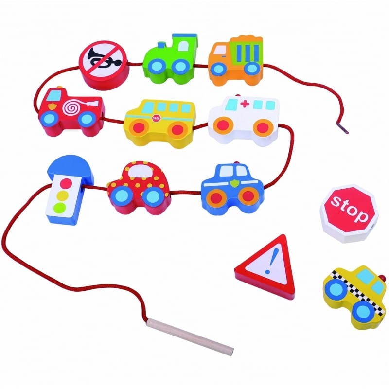 Drewniana nawlekanka Pojazdy - Woopie