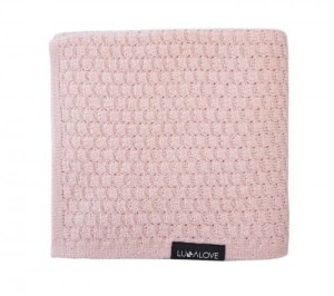 Kocyk z Wełny Merino Premium pudrowy róż 90 x 90 cm - Lullalove