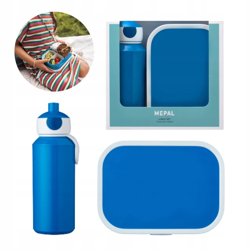 Śniadaniówka do Szkoły i Bidon Zestaw Niebieski - Mepal