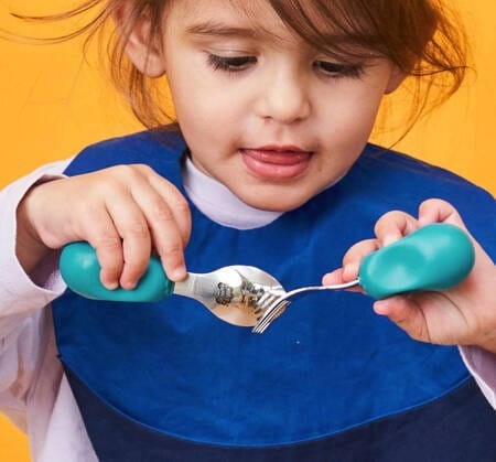 Widelec i łyżka ETAP 2 Niebieski 1-3 lata - Sztućce Nana's Manners