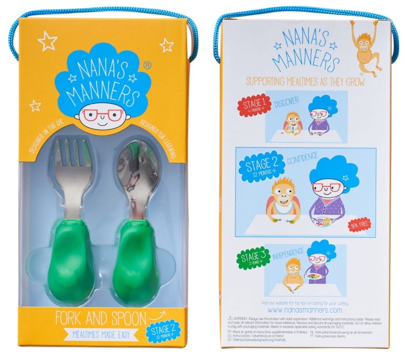 Sztućce Nana's Manners ETAP 2 Widelec i łyżka Zielony 1-3 lata