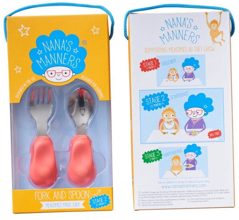 Widelec i łyżka Nana's Manners ETAP 2 Sztućce 1-3 lata Róż