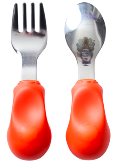 Sztućce Nana's Manners ETAP 2 Widelec i łyżka 1-3 lata Zestaw Pomarańczowy