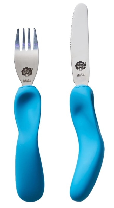 Sztućce Nana's Manners Widelec i Nóż ETAP 3 Niebieski 3-9 lat