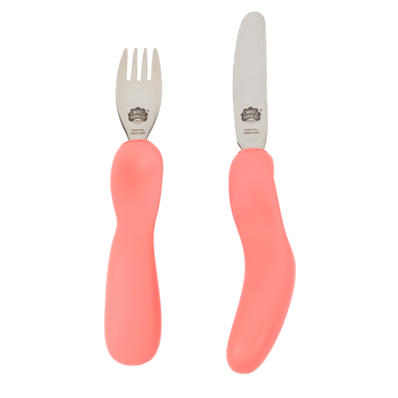 Sztućce Nana's Manners Widelec i Nóż ETAP 3 Różowy 3-9 lat