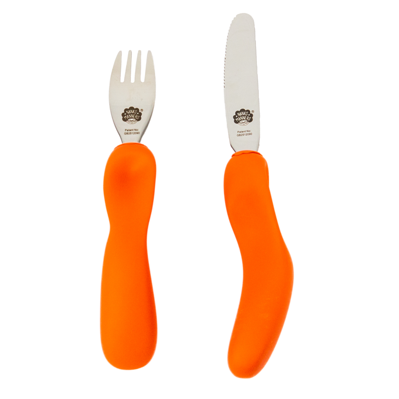 Sztućce Nana's Manners Nóż i Widelec ETAP 3 Pomarańczowy 3-9 lat