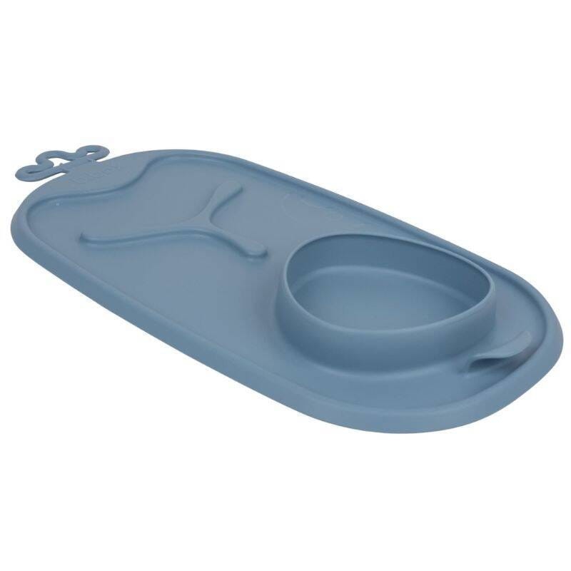 B.box Roll + Go zwijana mata BLW talerz z łyżeczką, niebieski