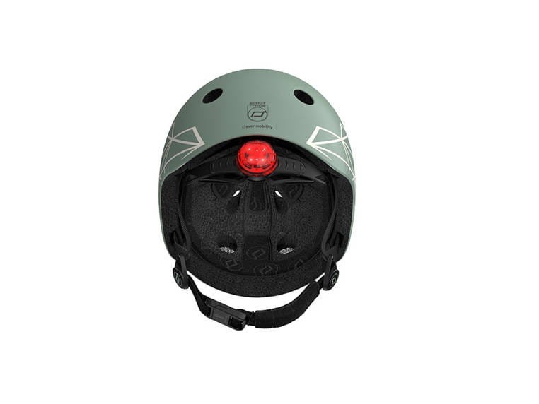 Ultralekki kask ochronny z lampką LED na hulajnogę i rower  dzieci 1-5 lat Green Lines - Scoot & Ride